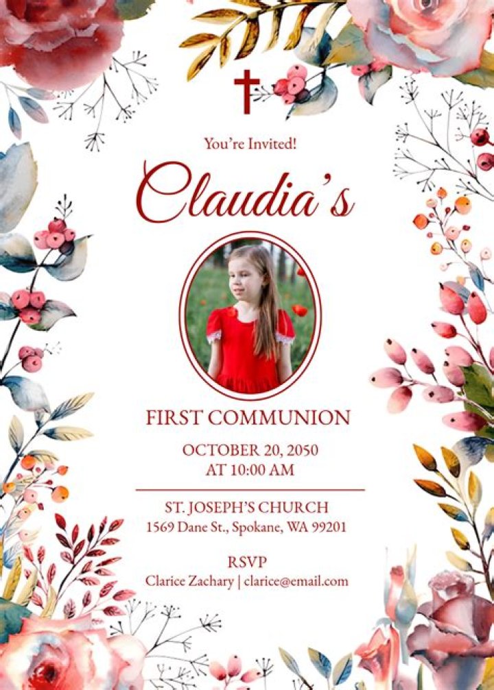 Free template for First Holy Communion invite